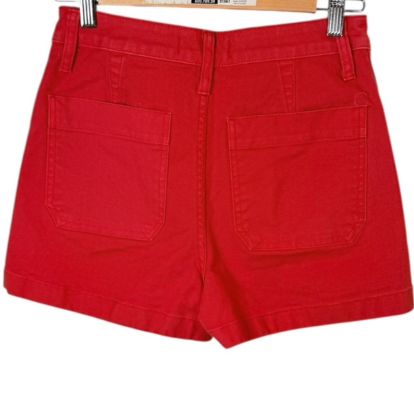 Madewell High-Waisted Denim Shorts Red Size 26 Raw Hem Button Fly - Picture 2 of 3
